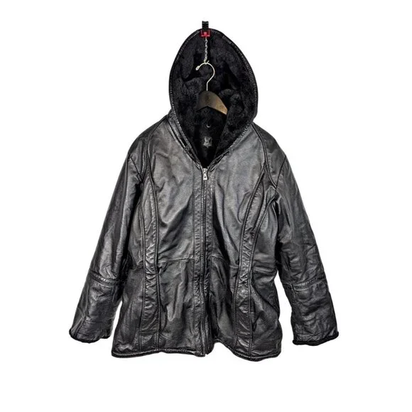 Classic Bullhide B-3 Leather Bomber Jacket Men’s XL Black Shearling Aviator Vtg